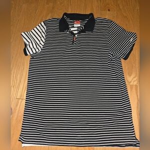 Nike Men's Dri-Fit Short Sleeve Color Block Stripe Polo Shirt Black White L